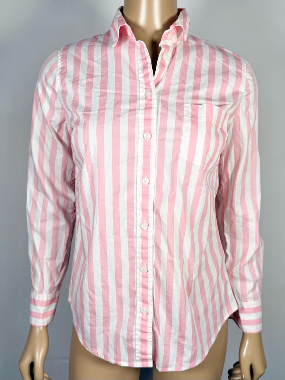 J.Crew Women’s Size Petite Small PS Striped Button Down Front Shirt Cotton Blend